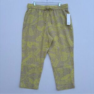 Calvin Klein Tropical Printed Linen Blend Straight Leg Pants Women’s Size L